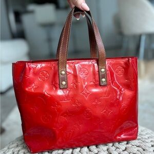 Louis Vuitton Vernis Red Patent Leather Tote